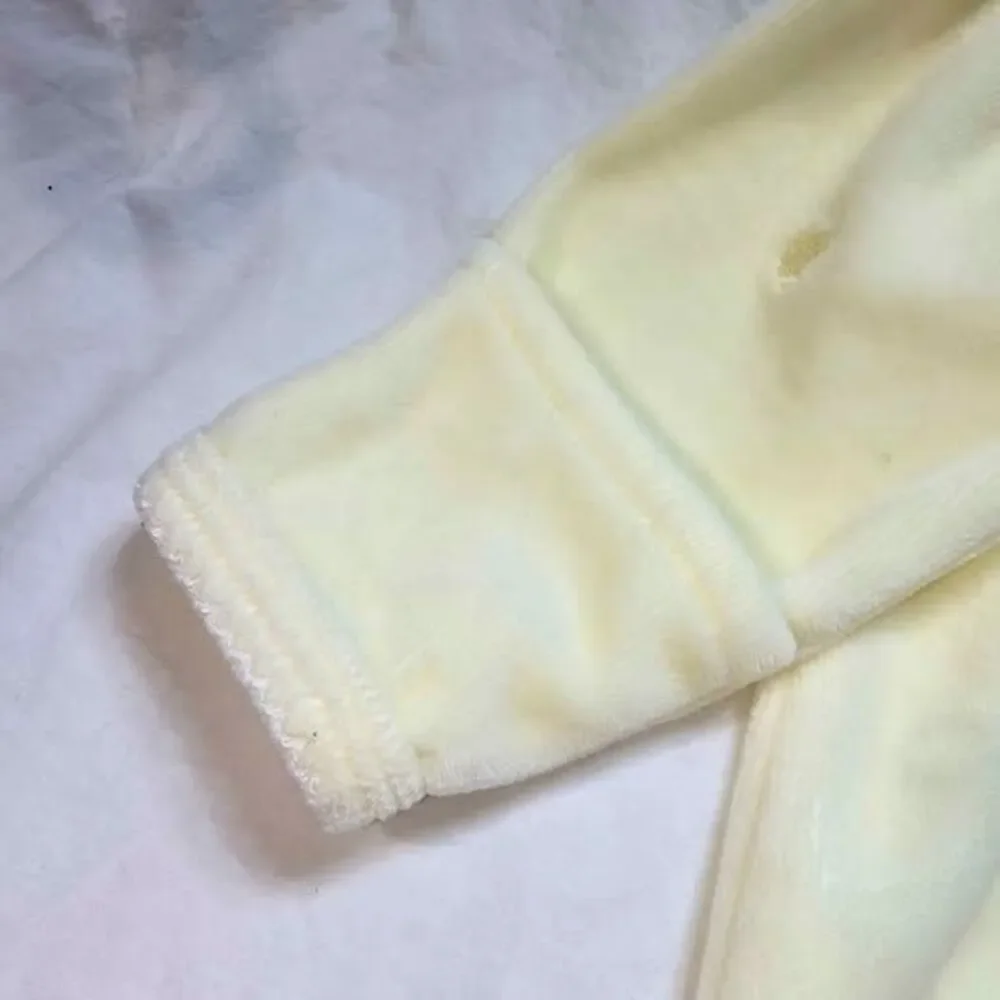 vintage baby sleep sack, gown Le Top brand Pastel yellow velour newborn animals